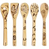 Set di Utensili da Cucina in Legno Bruciato - Gadget Set di Pentole in Bambù Antiaderente, Accessori Cucina, Regali per Hallo