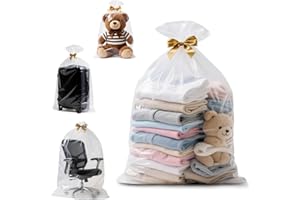Origuuds Sacs de Rangement Plastique Transparent, 80cm x 100cm Extra Large Grands Sacs en Plastique Refermable sac Déménagement Etanche sac Rangement Valise pour Couette Vetement (40 µm/5 Sacs)