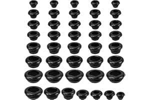 CONJURAIDE 70 Stück Gummitülle, Schwarz Kabeldurchführung Wasserdicht Kabeltülle Verschlussstopfen Gummi Durchgangstüllen Leiterdichtung Ring Gummitüllen für kabel zum Draht Und Kabelschutz 7 Größen