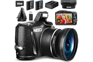 NBD Cámara Digital para Fotografía，4K/30FPS Vlogging Cámara Ultra HD 48MP Cámara compacta con Gran Angular y Lente Macro 32GB Tarjeta SD, Zoom Digital 16x,Principiante-Amistoso