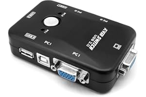 QiCheng&LYS KVM Switch Box 2-Port PC Monitor Switch Box +3 x USB VGA Cable for Computer Keyboard Mouse Monitor, Plug and Play