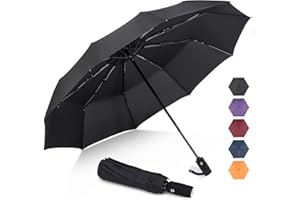 ZOMAKE Parapluie Pliant Resistant au Vent,Mini Noir Parapluies Compact Automatique pour Homme Femme,10 Côtes Petit Umbrella Paraplui de Poche Solide Anti Tempete