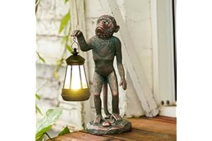 Goodeco Monkey Statue with Solar Lantern for Garden Ornaments，Monkey decorations For Home,Patio and Balcony, Monkey gifts for Women/lovers/mum/Christmas Copper 26.3 cm