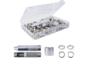 FOGAWA 120 Sets Occhiello Strumento Kit 16mm Kit Occhielli Metallici Strumento argento Kit Occhielli Grommet Rondelle con Attrezzi e Scatola di Stoccaggio per Teloni, Borse, Pelle, Abbigliamento