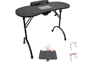 BELTOM Mesa para manicura Plegable, con Aspirador, reposamuñecas y Bolsa de Transporte - 12 KG - 98 x 44 x 77 cm - Negro