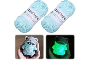 Kssvzz Hilo Que Brilla en la Oscuridad, 2 Rollos de Hilo Luminoso Para Ganchillo, 50g/Rollo Hilo Crochet, Hilo Luminoso para Tejer a Mano, Principiantes Suministros de Costura (Azul)