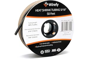 Wirefy Tubo Termorretráctil 7,9 mm - Tubo Termoretractil de Doble Pared 3:1 - Revestimiento Adhesivo - Tubo Térmico - Negro - Rollo de 15 m