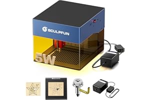 SCULPFUN iCube Pro Macchina per incisione laser da 5W con piastra a nido d'ape filtro fumo velocità di incisione 10.000 mm/min, protezione per gli occhi taglierina laser, controllo radio APP