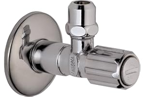 Sanitop-Wingenroth Eckventil für Waschbecken & Spülkasten | 1/2 Zoll | Anschluss Armatur | Selbstdichtend | Mit Quetschüberwurf & Längenausgleich | Mit Schmutzfänger | Messing verchromt | 19080 0