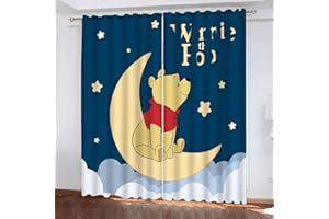 Bfrdollf Winnie Pooh Vorhang gardine Verdunkelungsvorhang, Verdunkelungsvorhang-Set Winnie The Pooh 2er Set für Kinderzimmer (150 x 166cm(2X75X166cm),12)