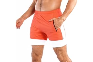 Donason Pantalones Cortos Deportivos para Hombre 2 en 1 Shorts Deporte de Gimnasio Running Correr Pantalón Corto Secado Rápido con Bolsillos con Cremallera