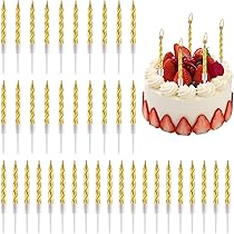 Anniversary House AHC149 - Confezione da 12 candele a spirale argentate metallizzate con supporto, 7,5 cm, decorazione per torte di celebrazione, confezione da 12