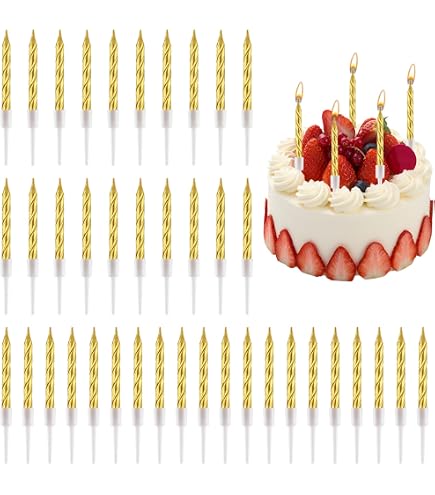 30 Bougies Spirale Métalliques Pour Gâteau - Anniversaire, Mariage, Décoration Cupcakes Doré/argenté