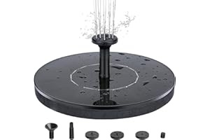 KIMUWOTE Fontaine solaire améliorée, 13 cm, pompe de bassin solaire avec 6 effets, pompe à eau solaire, flottante, pour étang de jardin, fontaine, bain d'oiseaux, récipient à poissons..