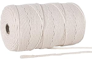 Boic Spago Bianco, 4mm x 200m Durable Macrame Corda di Cotone, Spago per Artigianato Decorativo, Filo Macrame Naturale per DIY Maglieria Artigianale, per Tende Wall Hanging Acchiappasogni Arazzo