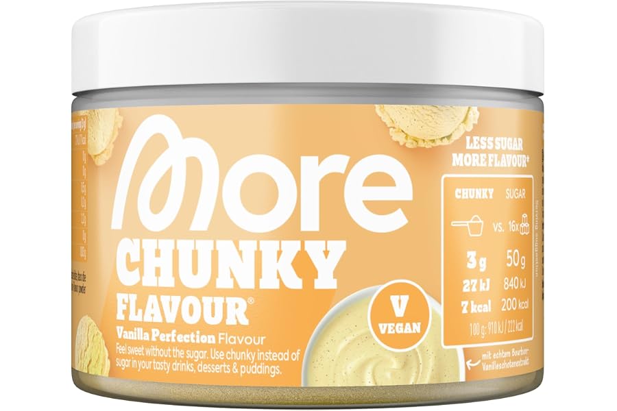 MORE Chunky Flavour, Vanilla Perfection, 150 g, vegan | Geschmackspulver zum Süßen, ohne viel Zucker und Kalorien, mit Inulin