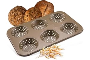 Zenker 6 teglie per panini – Stampo perforato per panini croccanti – Rivestimento antiaderente che impedisce l'incollaggio – Resistente al calore fino a +230°C, 34 x 22 x 3 cm