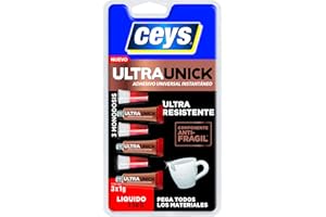 Ceys - Ultraunick poder inmediato monodosis - Adhesivo universal instantáneo y transparente - 3x1G, El embalaje puede variar