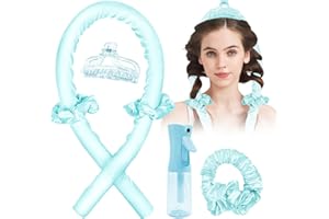 ‎MY NOVEL THINGS Heatless Curls Band Overnight Curler, 6-Piece Heatless Curls Set for Dreamy Curls without Heat, Heatless Hair Curler with Spray Bottle, Hair Clip, Suitable for Medium Length Hair, Blue