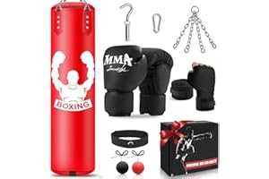 YORWHIN Heavy Bag Boxing for Adults, 4FT Boxing Punch Bag, Boxing Training Equipment with Unfilled Kicking Bag, Reflex Ball, MMA Gloves, Wristband, Boxing Set for Training Karate Kickboxing Muay Thai