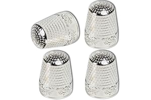 ZESION Fingerhüte zum Nähen, Metall-Fingerhüte zum Handnähen, Fingerschutz, Quilten, Bastelzubehör für Stricken, Handarbeiten, DIY-Werkzeuge, Silber, 4 Stück