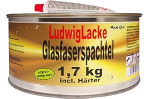 ‎LUDWIGLACKE LudwigLacke Glasfaserspachtel 1,7 kg – Glasfaser Reparaturspachtel für Auto, GFK, Karosserie, Boot, Holz & Metall – inkl. Härter, Made in Germany