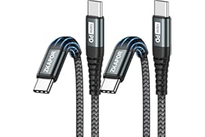 ZKAPOR Câble USB C vers USB C [2M+2M, Lot de 2], 100W Cable USB C Charge Rapid PD Chargeur Type C Nylon USB C pour iPhone 15/15 Pro Max, Samsung Galaxy S24/S23/S22, Pad Pro, Huawei P40 /Mate, Pixel