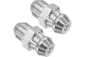 CoCud Conector de Engrase Recto de Acero Inoxidable | Métrica M6x0.75mm | Boquilla de Engrase Hidráulico, 2 Piezas