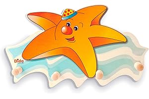 Dida - Étoile de Mer, Porte-Manteau Mural pour Enfants, Patère Murale en Bois pour la Chambre d'Enfant, Style Montessori, Solution Fonctionnelle pour Organiser et Décorer les Espaces Enfants