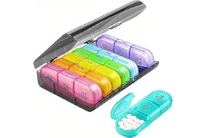 ONGNIUU Pilulier Semaine Matin Midi Soir, Piluliers Medicaments 7 Jours 3 Compartiments, Pilulier Portable et étanche à L'humidité,pour Vitamines, Suppléments et Médicaments (Coloré)