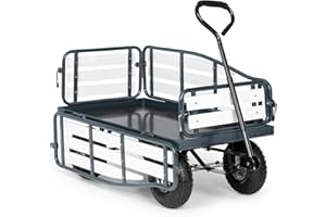 Waldbeck Ventura Hand Trolley- Trolley, Shopping Trolley, Extra Wide Tires- 9 cm, Foldable Side Panels Made of Wood-Plastic Composite, Loading Area- 50 x 100 cm / 0.5 m², Frame Height- 32 cm, Black