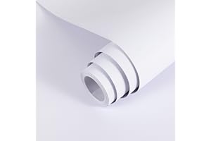 Hode White Vinyl Wrap Matt 40X300cm, White Sticky Back Plastic Roll, Self Adhesive Wallpaper for Furniture Kitchen Cupboard Covering Contact Paper Waterproof