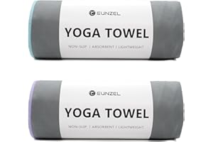 Eunzel 2 Pack Hot Yoga Towel Non-Slip Yoga Mat Towel Ultra-Absorbent Microfiber Towel for Hot Yoga, Pilates，Bikram and Workout 26.5"x 72", Gray
