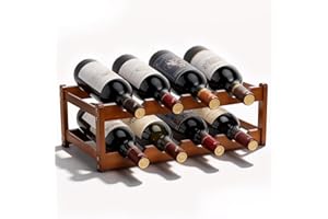 Fentar Botellero Vino para 8 Botellas, Botellero Apilable de 2 Niveles, Botelleros Madera Estable, Botelleros Madera Estrechos para Cocina Bar Cellar (43 x 23,5 x 15cm)