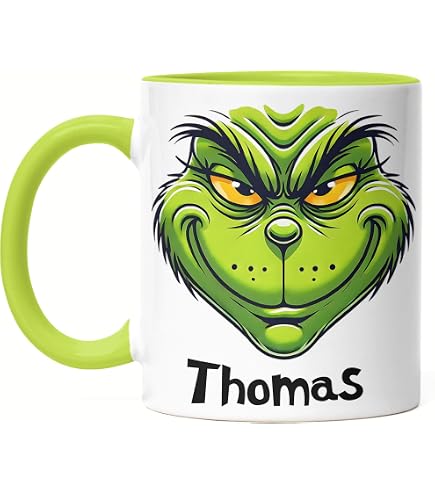 Grinch Tasse Mit Namen Personalisiert – Lustige Anti-Weihnachten Tasse Grün | Weihnachtsgeschenk, Wichtelgeschenk