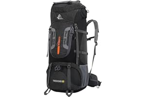 Bseash Sac à dos de randonnée imperméable 80 l avec housse de pluie, sac à dos léger pour sports de plein air, voyage, escalade, randonnée