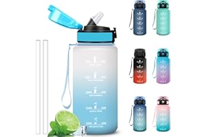 Grsta Gourde 500ml, Gourde Enfant avec Marqueur de Temps, Facile à Nettoyer, Anti Fuite Bouteille Motivationnelle, Verrou de Sécurité, Gourdes avec Paille pour Voyages, Velo, Cyclisme
