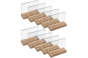 HMF 46943 Soporte de Sobremesa de Acrílico con Base de Madera | 10 Piezas | DIN A5 Apaisado | Transparente