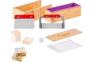 VEVOR Seifenschneider Set Seife Selb Machen 1301 mL, Seifenmachen Set Silikon, DIY Seifenherstellung Handgefertigt Seife Satz, Rechteckige Silikon Seife Form mit Bambuskasten 278 x 142 x 93 mm