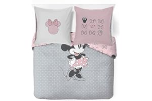 JAY FRANCO Disney Minnie One of a Kind 100% Cotton Duvet Cover 200 x 200 cm Double Bed Size with 2 Pillowcases 80 x 80 cm
