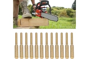 RANKOMU Tête D’Affûtage de Tronçonneuse, 12 pièces Tête de Meulage Plaquée Titane, Tige de 3 Mm, Meule D’Affûtage de Chaîne de 4,8 Mm, Meule D’Émeri, Foret Électrique
