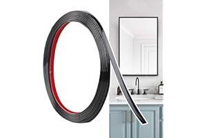 Hengrongshen Zierleisten Selbstklebend Schwarz Matt (6M x 0.65cm) abziehen und aufkleben, Flexible PVC Wandleisten, Ideal für Wand, Spiegel, Decke, Boden, Schrank, Fliesen, Kanten, DIY Zierleisten