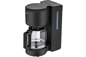 WMF Stelio Aroma Caffettiera con Caraffa in Vetro Filtro, 10 Tazze, Acciaio Inossidabile, 1000 W, Nero Opaco