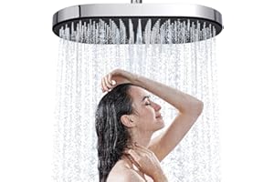 JINYOMFLY Groß Duschkopf Regendusche, 14 Zoll Kopfbrause Regendusche mit Flüssigsilikondüsen, Grosser Duschkopf Regen xxl, Hochdruck Regenduschkopf Gross, Chrom