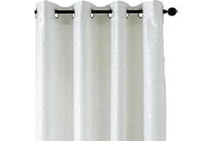 GIRASOLE HOME GIRASOLE Coppia Tende Oscuranti Fantasia Onde Effetto Metallizzato Tenda Isolante per Soggiorno Camera Ufficio Balcone Porta Finestra 2 Pannelli con Occhielli (Bianco Perla, 140x280cm)