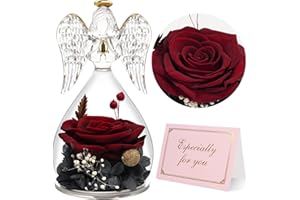 ‎YAMONIC Yamonic Eternal Rose Angel Gifts for Women, Angel Figure Gifts for Mum, Eternal Rose in Glass Gifts for Grandma, Guardian Angel Gift Christmas, Birthday Gift for Women, Mother's Day Gifts