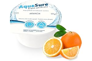 Abbott Nutrition | AquaSure Acqua Gelificata per il trattamento dietetico di soggetti affetti da disfagia e problemi della deglutizione | al gusto Arancia, 24x125 g