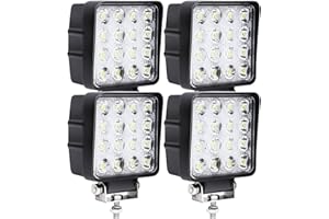Einfeben Luces de Trabajo LED Rectangulares IP67 Impermeables 12V 24V Faros LED para Camiones, Todo Terreno, SUV, ATV, Tractor Luces de Marcha Atrás (48W 4 piezas)