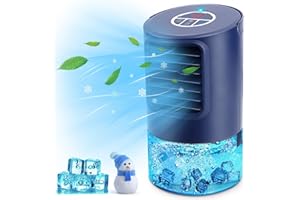 RENFOX Condizionatore Portatile Personale, Raffreddatore D'aria, 4-in-1 Raffrescatore Ventilatore Umidificatore Depuratore, con 3 Velocità,Timer 2/4h, 7 Colori Luce, per Casa e Ufficio