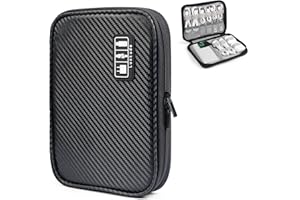 Luxtude Electronics Travel Organiser, Compact Cable Organiser Bag, Portable Cable Tidy Bag, Travel Cable Case Tech Organiser Pouch for Electronic Accessories, USB, SD, Charger, Drive (Carbon Black)
